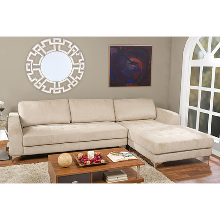 Baxton Studio Agnew Contemporary Light Beige Microfiber Right Facing Sectional Sofa 114-6159-6160